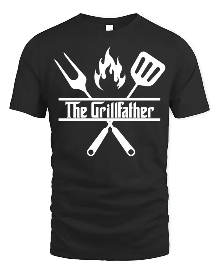 Grilling Godfather T-Shirt Funny BBQ Master Tee for Dad the Grill Boss - black t-shirt on white background