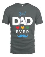 Best Dad Ever Hearts Tee Loving Father’s Day T-Shirt Gift for Awesome Dads - gray t-shirt on white background