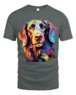 Vibrant Canine Tee Abstract Rainbow Dog Portrait T-Shirt for Pet Fans - gray t-shirt on white background