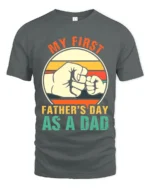 First Father’s Day Fist Bump Tee New Dad T-Shirt for Proud Fathers - gray t-shirt on white background
