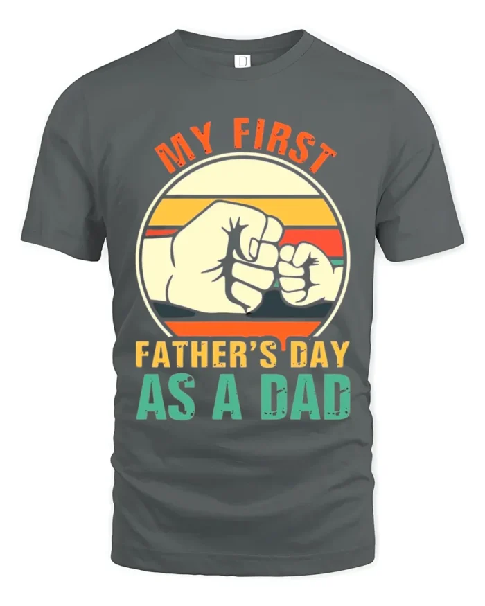 First Father’s Day Fist Bump Tee New Dad T-Shirt for Proud Fathers - gray t-shirt on white background