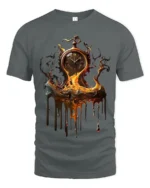Melting Time T-Shirt Surreal Pocket Watch Graphic Tee for Art Lovers - gray t-shirt on white background