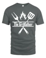 Grilling Godfather T-Shirt Funny BBQ Master Tee for Dad the Grill Boss - gray t-shirt on white background