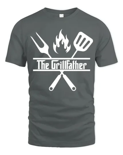 Grilling Godfather T-Shirt Funny BBQ Master Tee for Dad the Grill Boss - gray t-shirt on white background