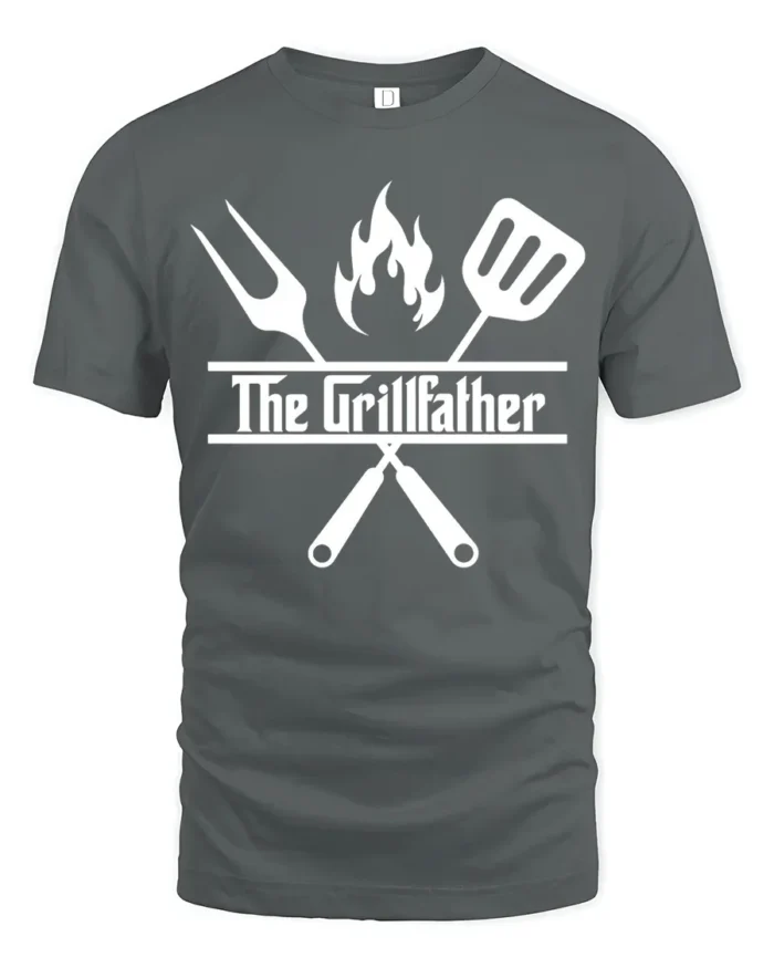 Grilling Godfather T-Shirt Funny BBQ Master Tee for Dad the Grill Boss - gray t-shirt on white background