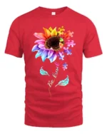 Be Kind Puzzle Sunflower T-Shirt Autism Awareness Graphic Tee for Kindness - red t-shirt on white background