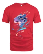 Colorful Tiger Graphic T-Shirt Abstract Big Cat Art Tee for Bold Individuals - red t-shirt on white background