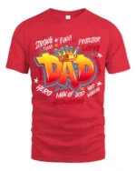 King Dad Attributes Tee Strong Loving Father’s Day T-Shirt Gift for Papa - red t-shirt on white background
