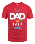 Best Dad Ever Hearts Tee Loving Father’s Day T-Shirt Gift for Awesome Dads - red t-shirt on white background