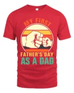 First Father’s Day Fist Bump Tee New Dad T-Shirt for Proud Fathers - red t-shirt on white background