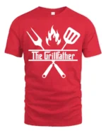 Grilling Godfather T-Shirt Funny BBQ Master Tee for Dad the Grill Boss - red t-shirt on white background