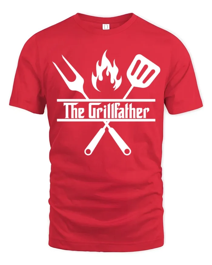 Grilling Godfather T-Shirt Funny BBQ Master Tee for Dad the Grill Boss - red t-shirt on white background
