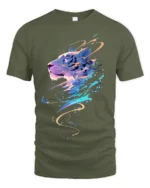 Colorful Tiger Graphic T-Shirt Abstract Big Cat Art Tee for Bold Individuals - military green t-shirt on white background