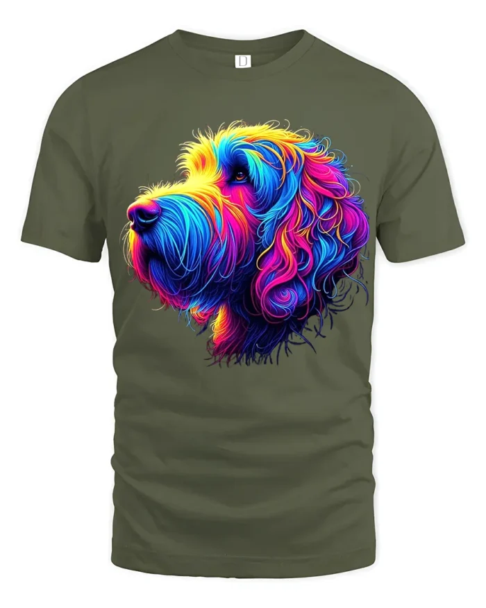 Rainbow Otterhound Tee Vibrant Abstract Dog T-Shirt for Otterhound Lovers - military green t-shirt on white background
