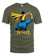 Superhero Dad Son Tee Happy Father’s Day T-Shirt for Super Dads - military green t-shirt on white background