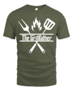 Grilling Godfather T-Shirt Funny BBQ Master Tee for Dad the Grill Boss - military green t-shirt on white background