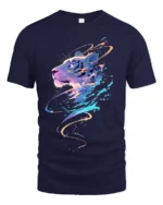 Colorful Tiger Graphic T-Shirt Abstract Big Cat Art Tee for Bold Individuals - navy t-shirt on white background