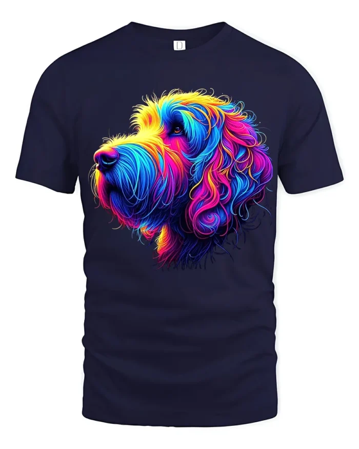 Rainbow Otterhound Tee Vibrant Abstract Dog T-Shirt for Otterhound Lovers - navy t-shirt on white background