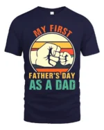 First Father’s Day Fist Bump Tee New Dad T-Shirt for Proud Fathers - navy t-shirt on white background