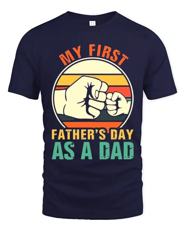 First Father’s Day Fist Bump Tee New Dad T-Shirt for Proud Fathers - navy t-shirt on white background