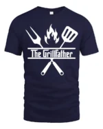 Grilling Godfather T-Shirt Funny BBQ Master Tee for Dad the Grill Boss - navy t-shirt on white background