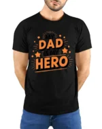 My Dad My Hero Tee Loving Father’s Day T-Shirt Gift for Best Dads - model wearing black shirt, hands behind back
