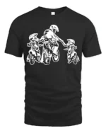Dad and Kids Motocross T-Shirt Dirt Bike Rider Gift Tee for Father’s Day USA - black t-shirt on white background
