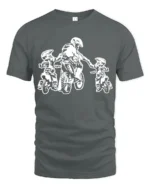 Dad and Kids Motocross T-Shirt Dirt Bike Rider Gift Tee for Father’s Day USA - gray t-shirt on white background