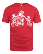 Dad and Kids Motocross T-Shirt Dirt Bike Rider Gift Tee for Father’s Day USA - red t-shirt on white background