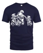 Dad and Kids Motocross T-Shirt Dirt Bike Rider Gift Tee for Father’s Day USA - navy t-shirt on white background