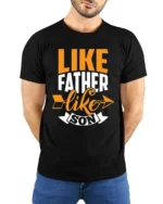 Father Son Matching Quote T-Shirt Funny Family Tee for Dad and Kids Gift Idea - model wearing black shirt, hands behind back