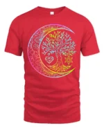 Boho Rainbow Chakra Tree of Life Yoga Zen T-Shirt Celestial Mandala Moon Tee for Free Spirits - red t-shirt on white background