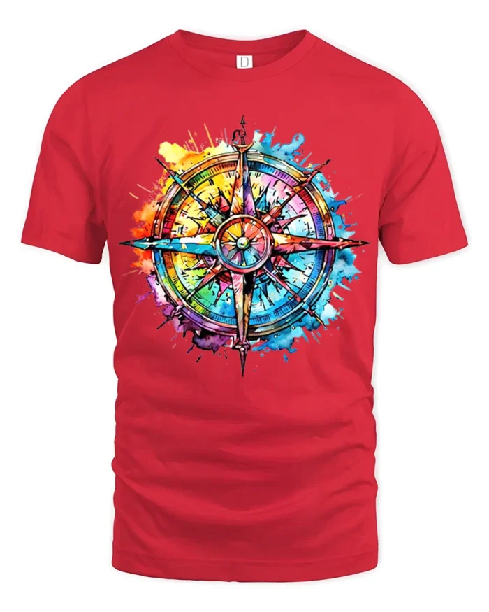 Explore More T-Shirt Bold Compass Graphic Tee for Travelers and Dreamers - red t-shirt on white background