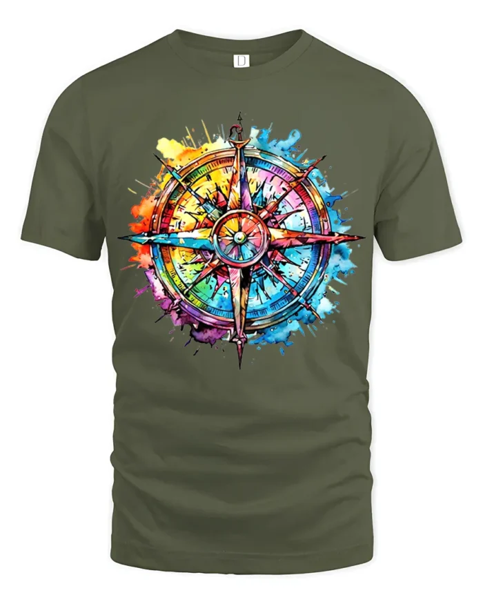 Explore More T-Shirt Bold Compass Graphic Tee for Travelers and Dreamers - military green t-shirt on white background