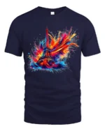 Paris Fireworks Art T-Shirt Colorful Eiffel Tower Tee for Travel and Art Lover - navy t-shirt on white background