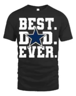 Best Dad Ever T-Shirt Bold Star Design Tee for Father’s Day and Sports Fans - black t-shirt on white background
