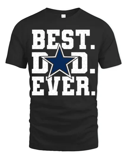 Best Dad Ever T-Shirt Bold Star Design Tee for Father’s Day and Sports Fans - black t-shirt on white background