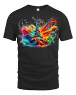 Paris Eiffel Tower T-Shirt Color Splash Artistic Tee for Travel Lovers and Dreamers - black t-shirt on white background