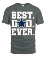 Best Dad Ever T-Shirt Bold Star Design Tee for Father’s Day and Sports Fans - gray t-shirt on white background