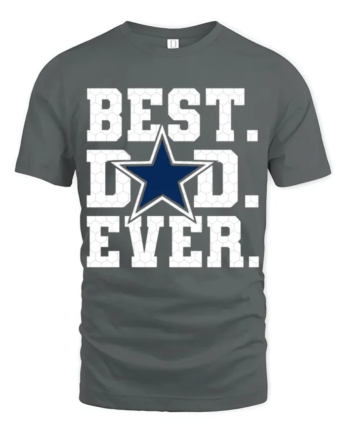 Best Dad Ever T-Shirt Bold Star Design Tee for Father’s Day and Sports Fans - gray t-shirt on white background