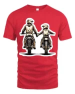 Biker Dad and Son T-Shirt  Motocross Love Family Ride Together Graphic Tee - red t-shirt on white background