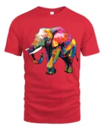 Psychedelic Elephant T-Shirt Bright Safari Graphic Tee for Elephant Lovers - red t-shirt on white background