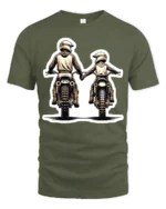 Biker Dad and Son T-Shirt  Motocross Love Family Ride Together Graphic Tee - military green t-shirt on white background