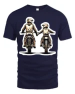 Biker Dad and Son T-Shirt  Motocross Love Family Ride Together Graphic Tee - navy t-shirt on white background