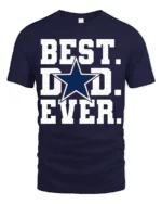 Best Dad Ever T-Shirt Bold Star Design Tee for Father’s Day and Sports Fans - navy t-shirt on white background