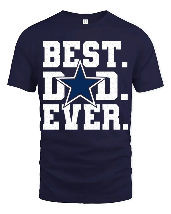 Best Dad Ever T-Shirt Bold Star Design Tee for Father’s Day and Sports Fans - navy t-shirt on white background