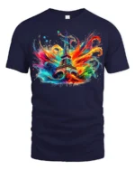 Paris Eiffel Tower T-Shirt Color Splash Artistic Tee for Travel Lovers and Dreamers - navy t-shirt on white background