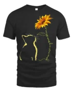 Cat and Sunflower You Are My Sunshine Kitten T-Shirt for Pet Owners - black t-shirt on white background