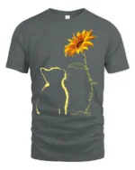 Cat and Sunflower You Are My Sunshine Kitten T-Shirt for Pet Owners - gray t-shirt on white background