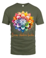 Boom Chakra Lotus Vibrant Meditation Yoga T-Shirt for Spiritual Souls - military green t-shirt on white background
